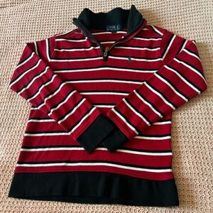 Polo Ralph Lauren red and black striped quarter zip sweatshirt . Size M for Boy